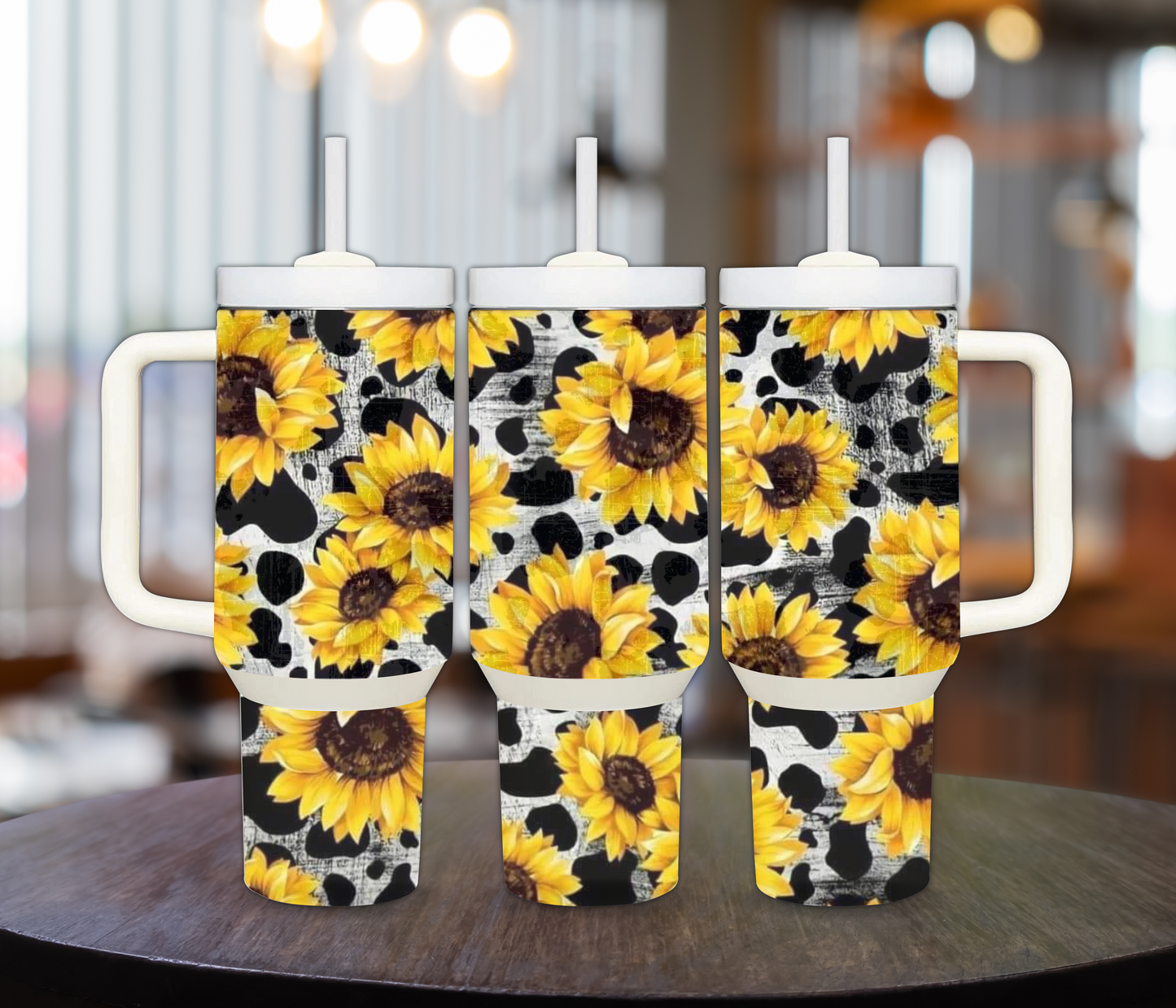 Cow Print and Sunflowers 40oz Sublimation Tumbler