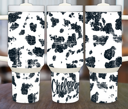 Distressed Cow Print 40oz Sublimation Tumbler