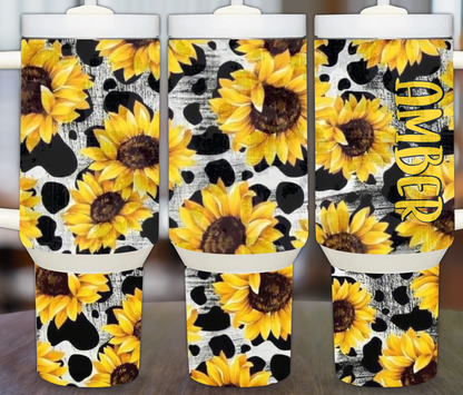 Cow Print and Sunflowers 40oz Sublimation Tumbler