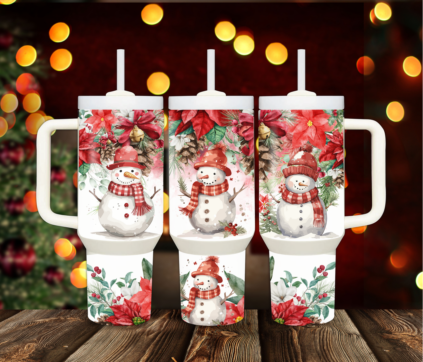 Snowmen with Scarves 40oz Christmas Sublimation Tumbler