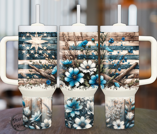 Rustic Wooden Flag 40oz Sublimation Tumbler