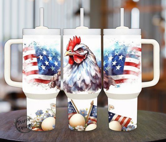Chicken and US Flag 40oz Sublimation Tumbler