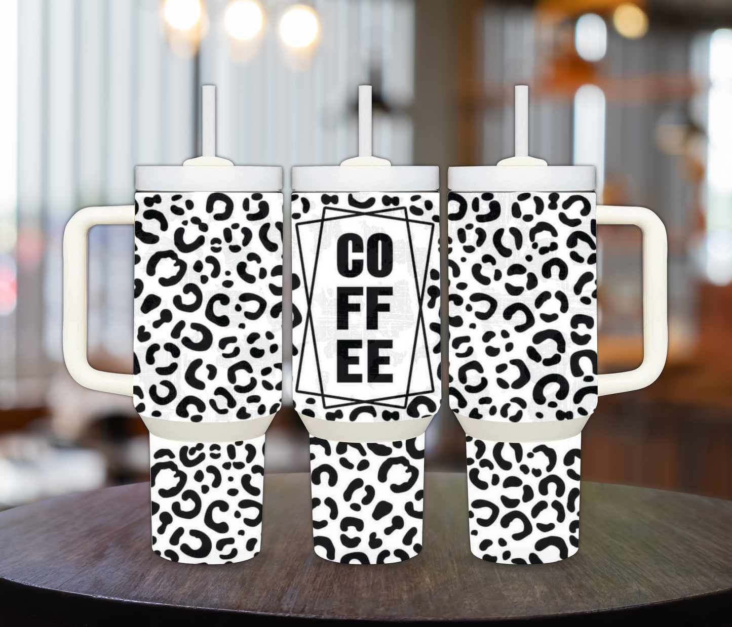 COFFEE 40oz Sublimation Tumbler with Leopard Print