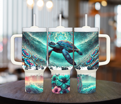 Turquoise Sea Turtle 40oz Sublimation Tumbler Cup