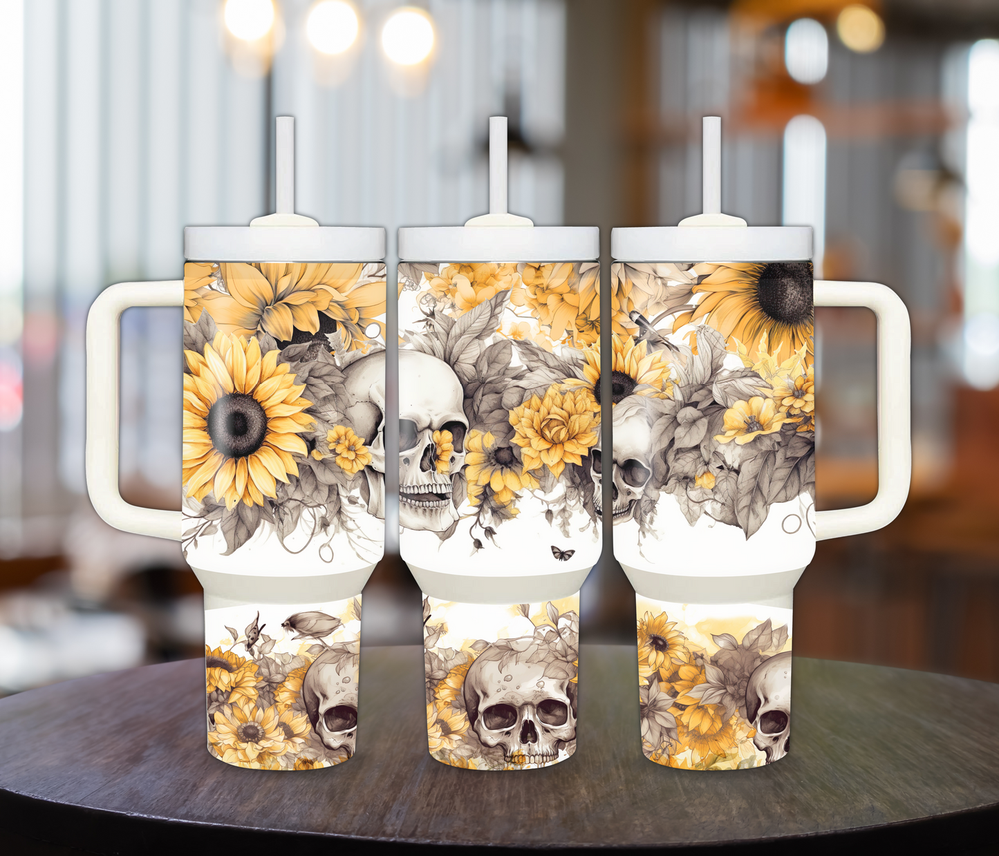 Skulls and Sunflowers 40oz Sublimation Tumbler