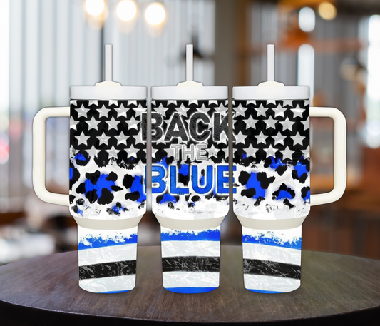 Back The BLUE 40oz Sublimation Tumbler