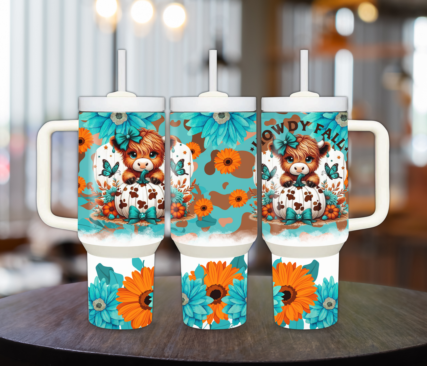 Howdy Fall 40oz Sublimation Tumbler with Baby Cow