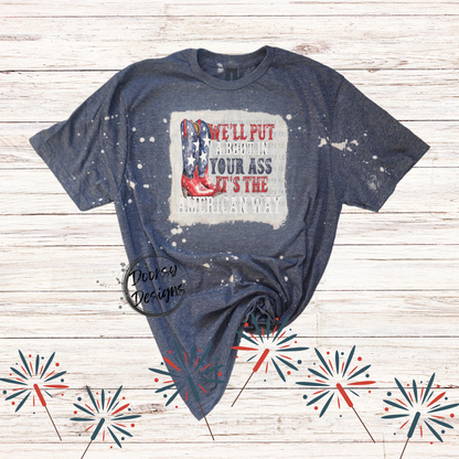 The American Way Bleached 4th of July Shirt with Cowboy Boots