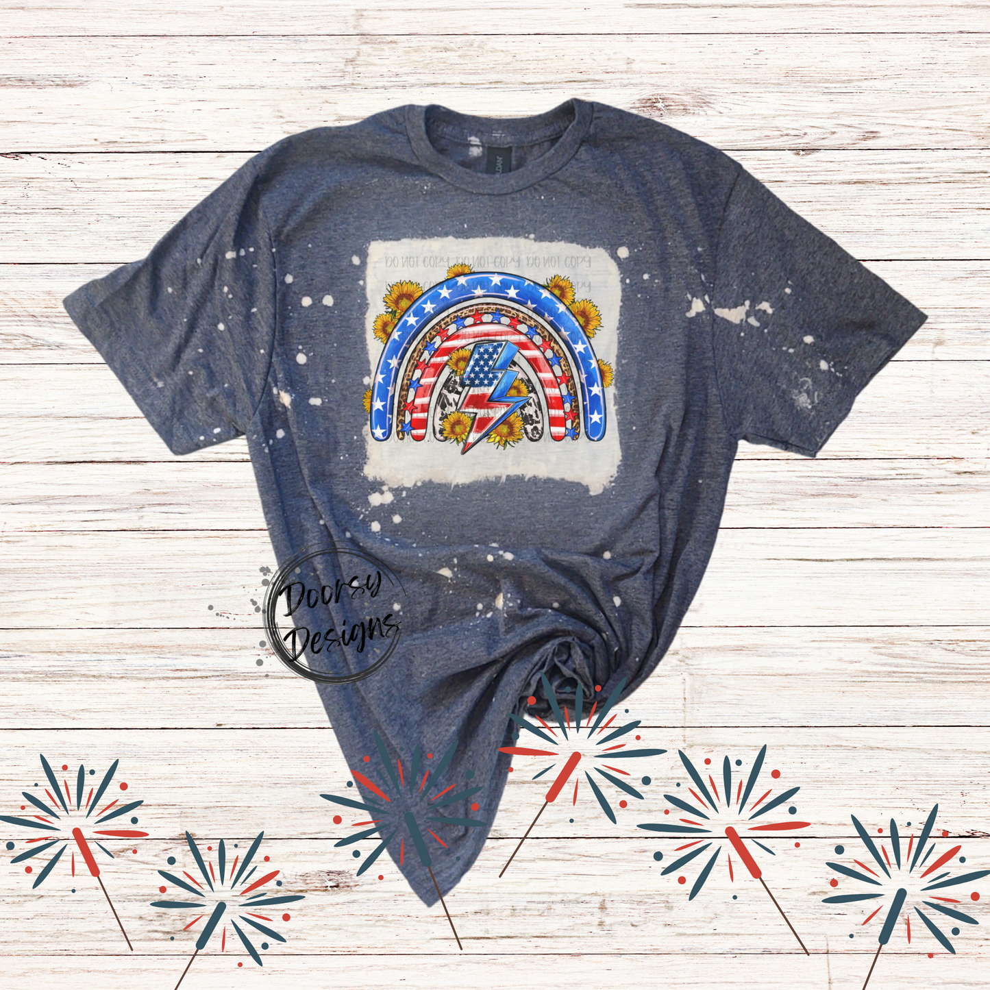 Rainbow 4th of July Shirt with Sunflowers