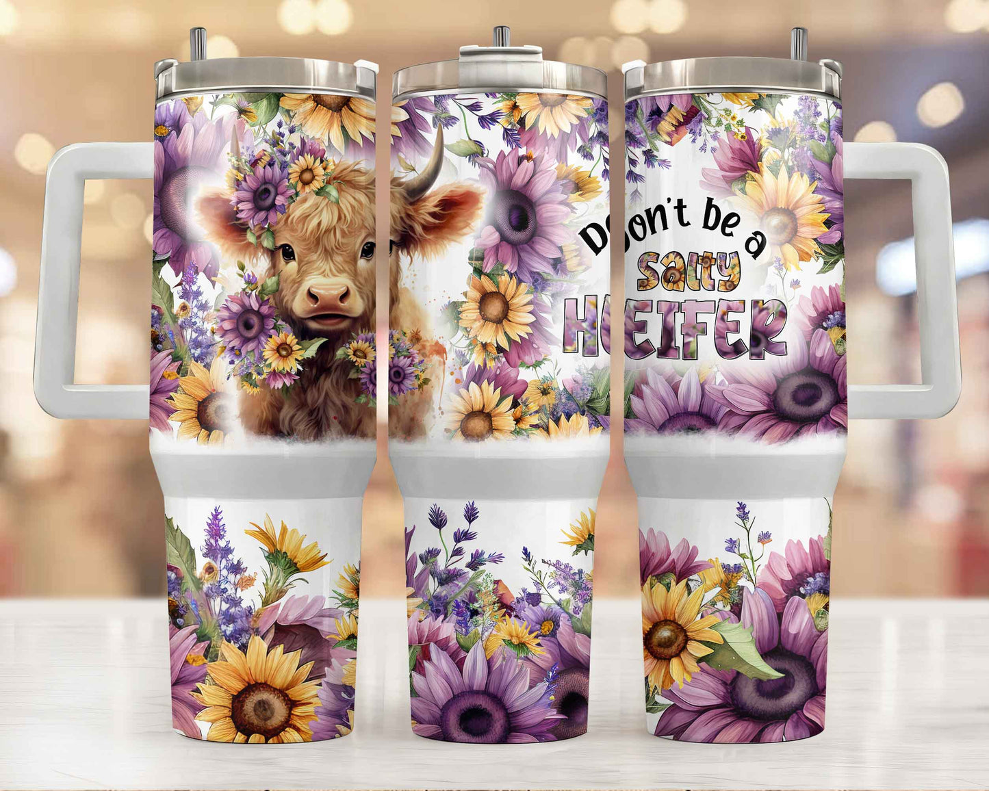 Salty Heifer 40oz Sublimation Tumbler with Baby Highlander Cow