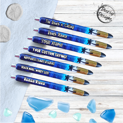 Custom Glitter Beach Pens