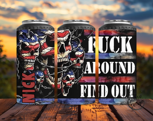 FAFO Skulls & US Flag Can Cooler