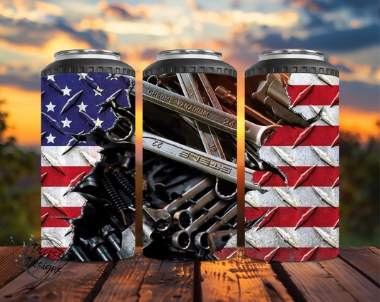 Mechanic US Flag Can Cooler