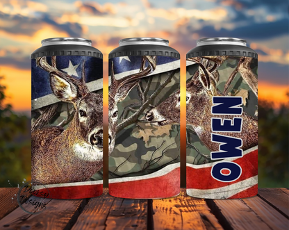 Buck and US Flag Can Cooler