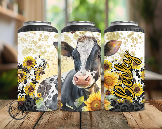 Holstien Cow & Sunflowers Can Cooler