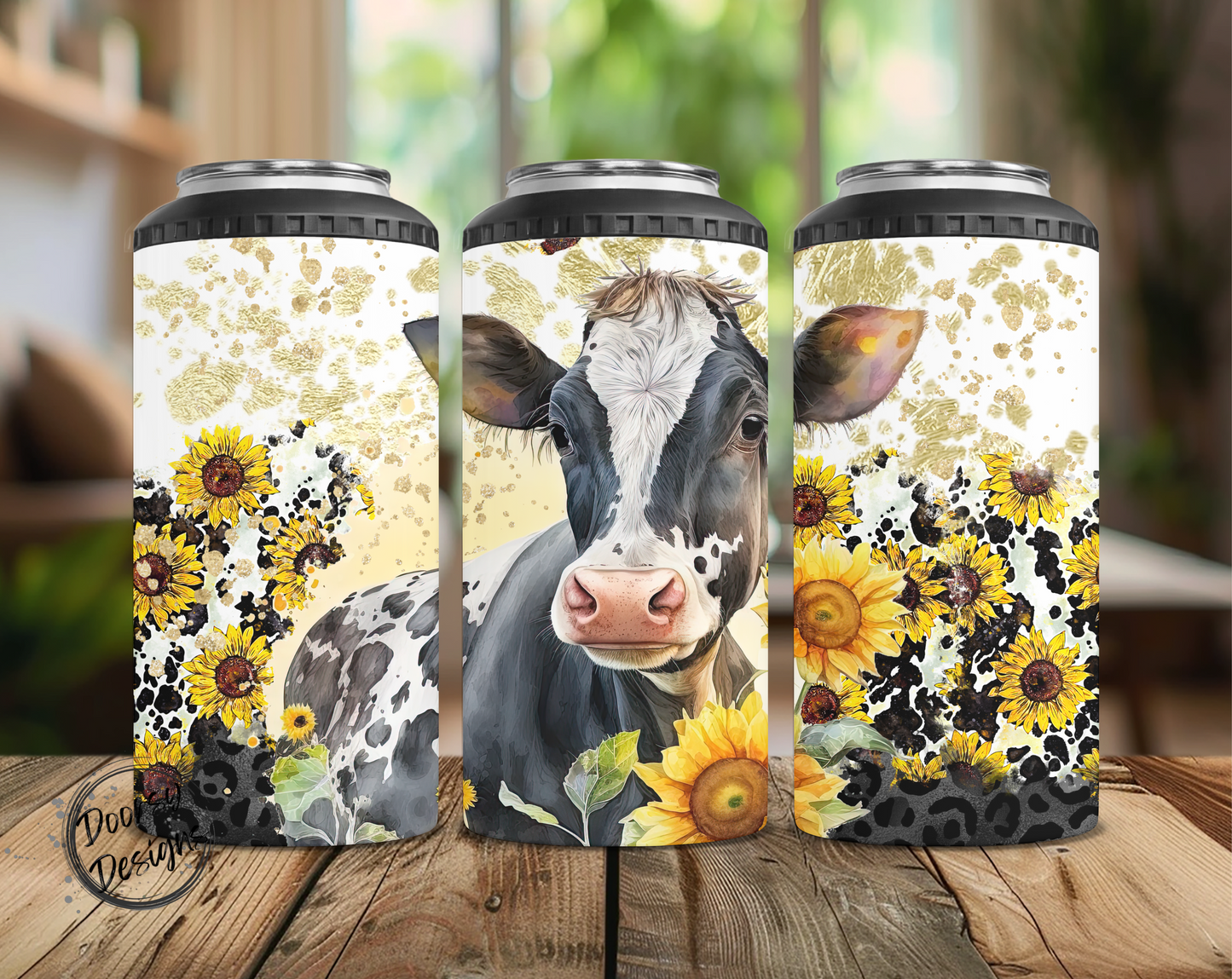 Holstien Cow & Sunflowers Can Cooler