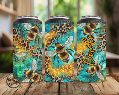 Bees on Honeycomb Can Cooler
