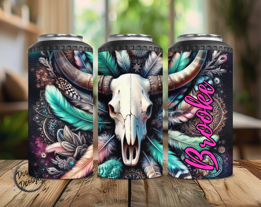 Long Horn Skull Can Cooler