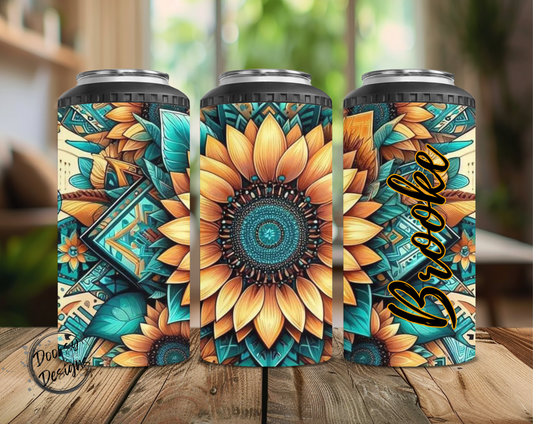 Sunflower Pattern Can Cooler
