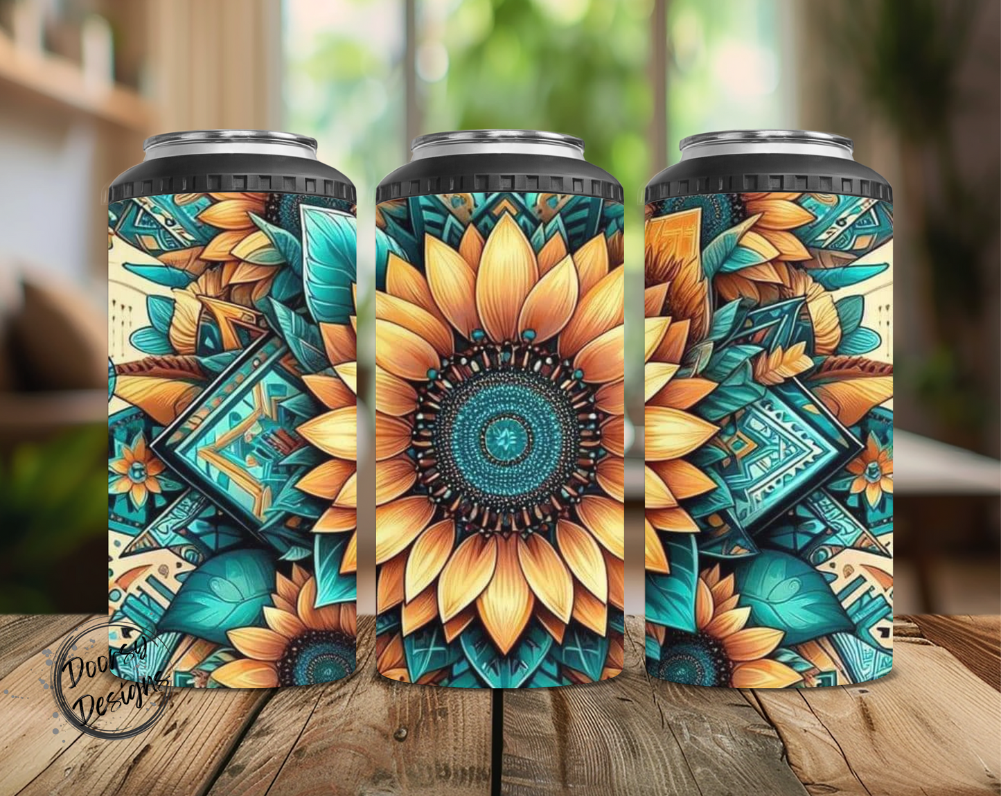 Sunflower Pattern Can Cooler