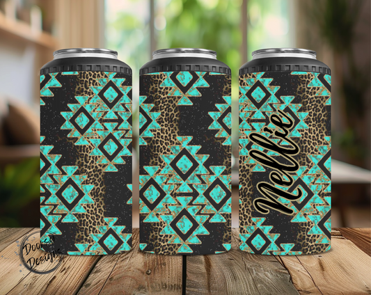 Aztec and Leopard Print Can Cooler
