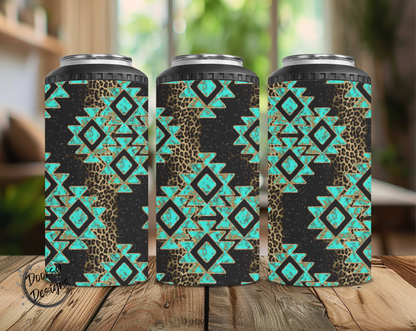 Aztec and Leopard Print Can Cooler