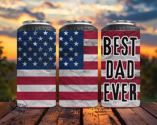 Best Dad Ever US Flag Can Cooler