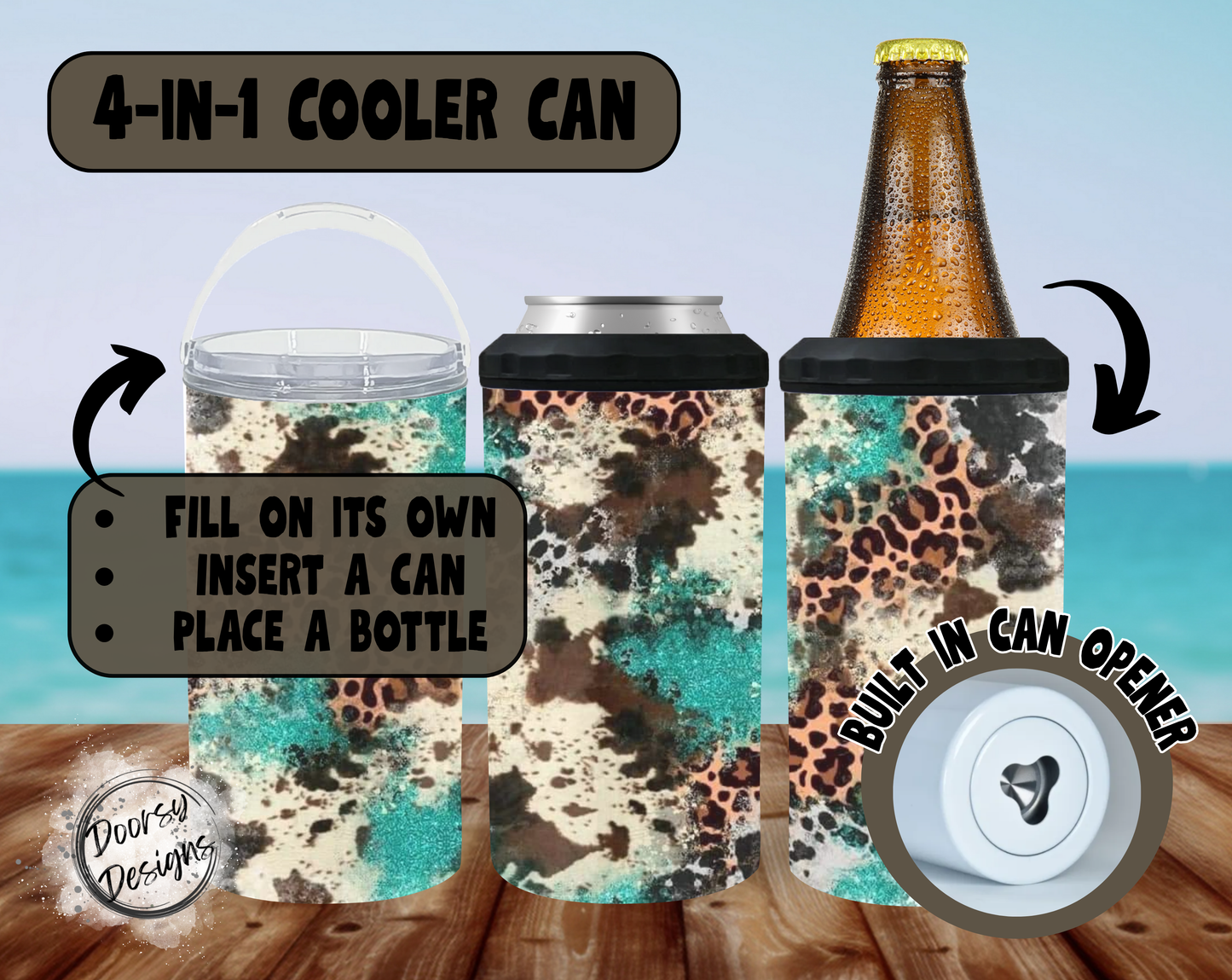 Skulls and Pink Flowers Can Cooler