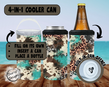 Skulls and Pink Flowers Can Cooler