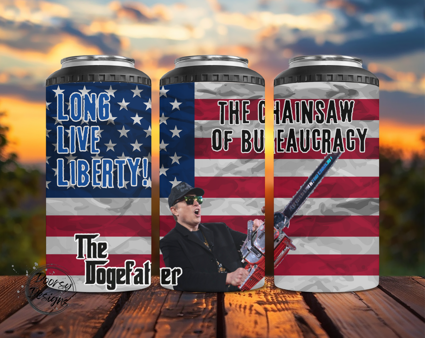 Elon Chainsaw Meme Can Cooler