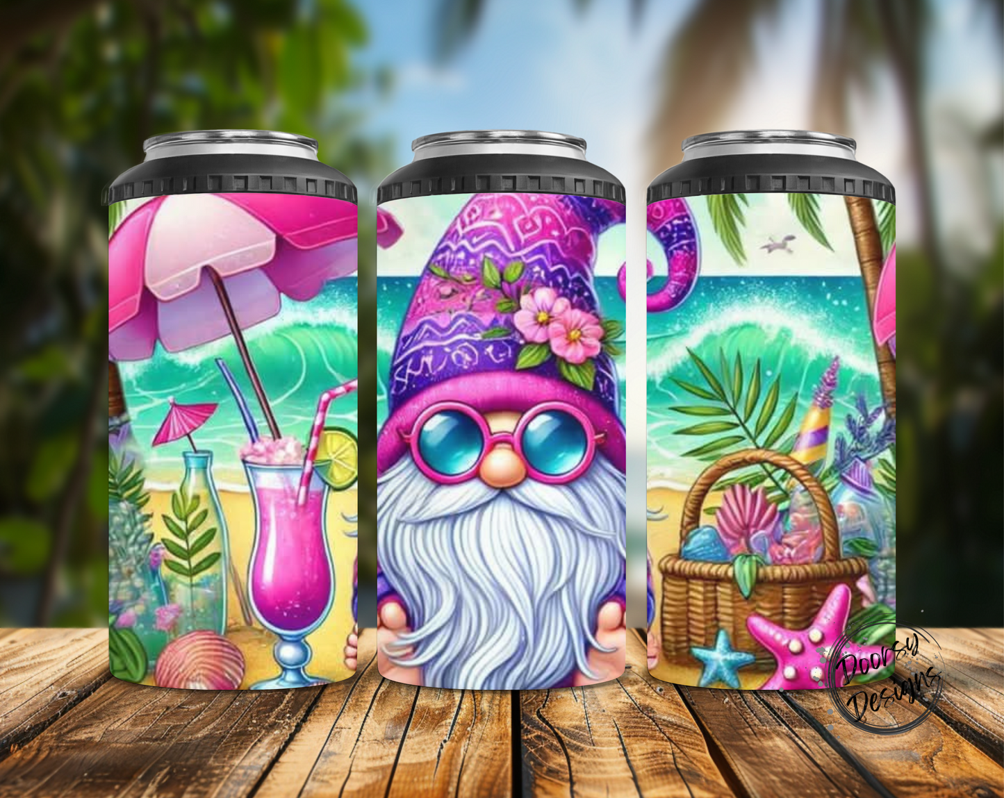 Beach Gnome Can Cooler