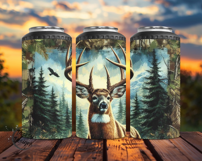 Buck in Woods Can Cooler