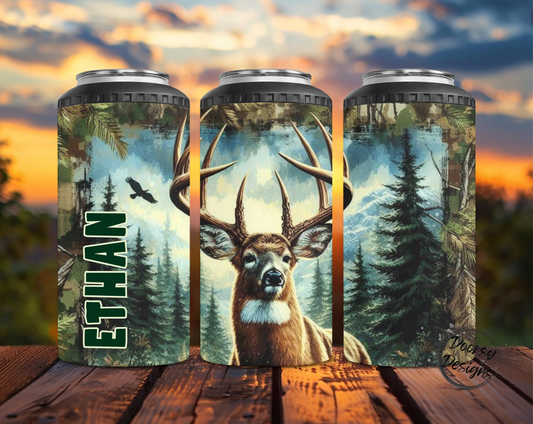 Buck in Woods Can Cooler