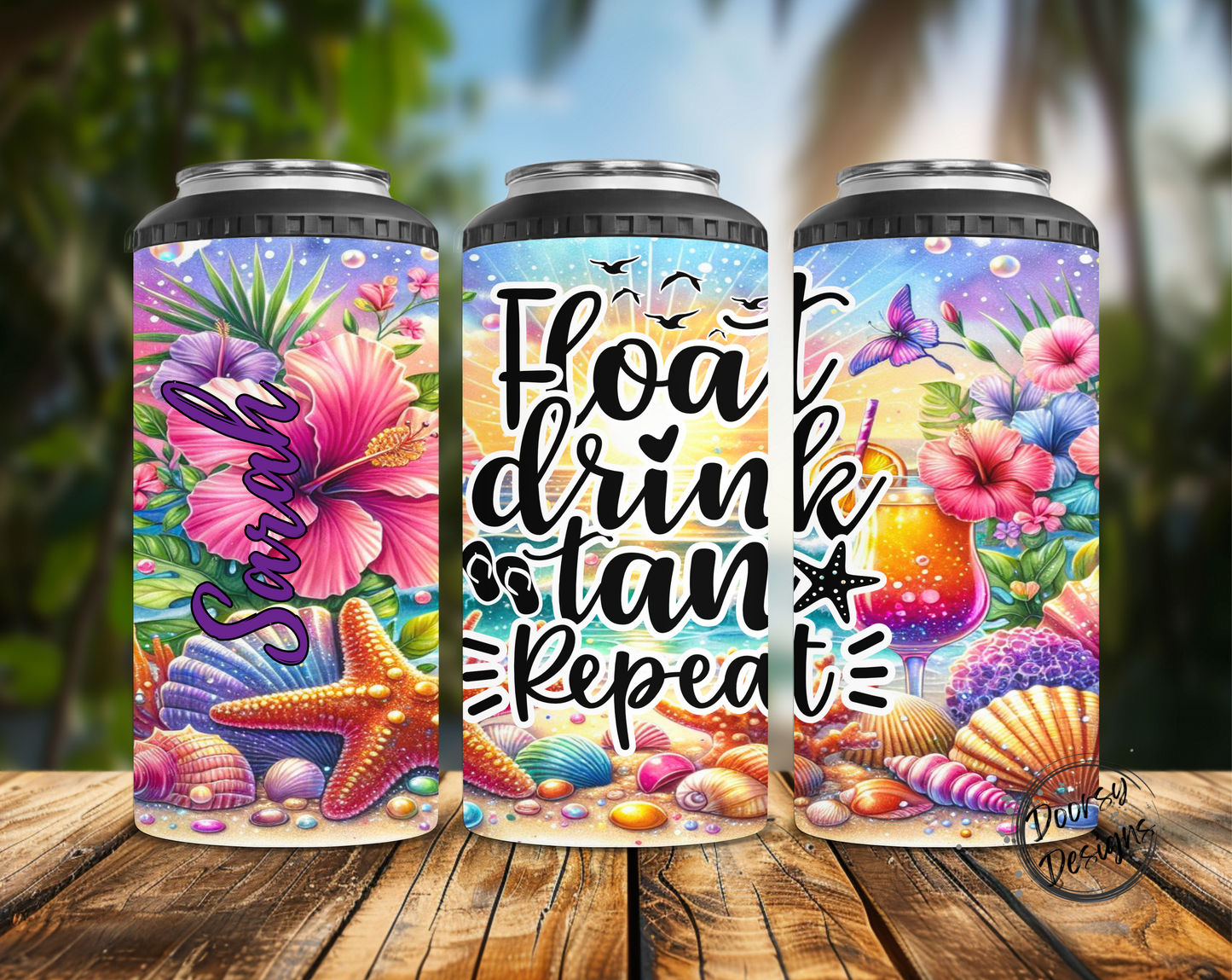 Tropical Float Drink Tan & Repeat Can Cooler