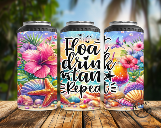 Tropical Float Drink Tan & Repeat Can Cooler