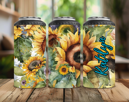 Watercolor Sunflowers Can Cooler