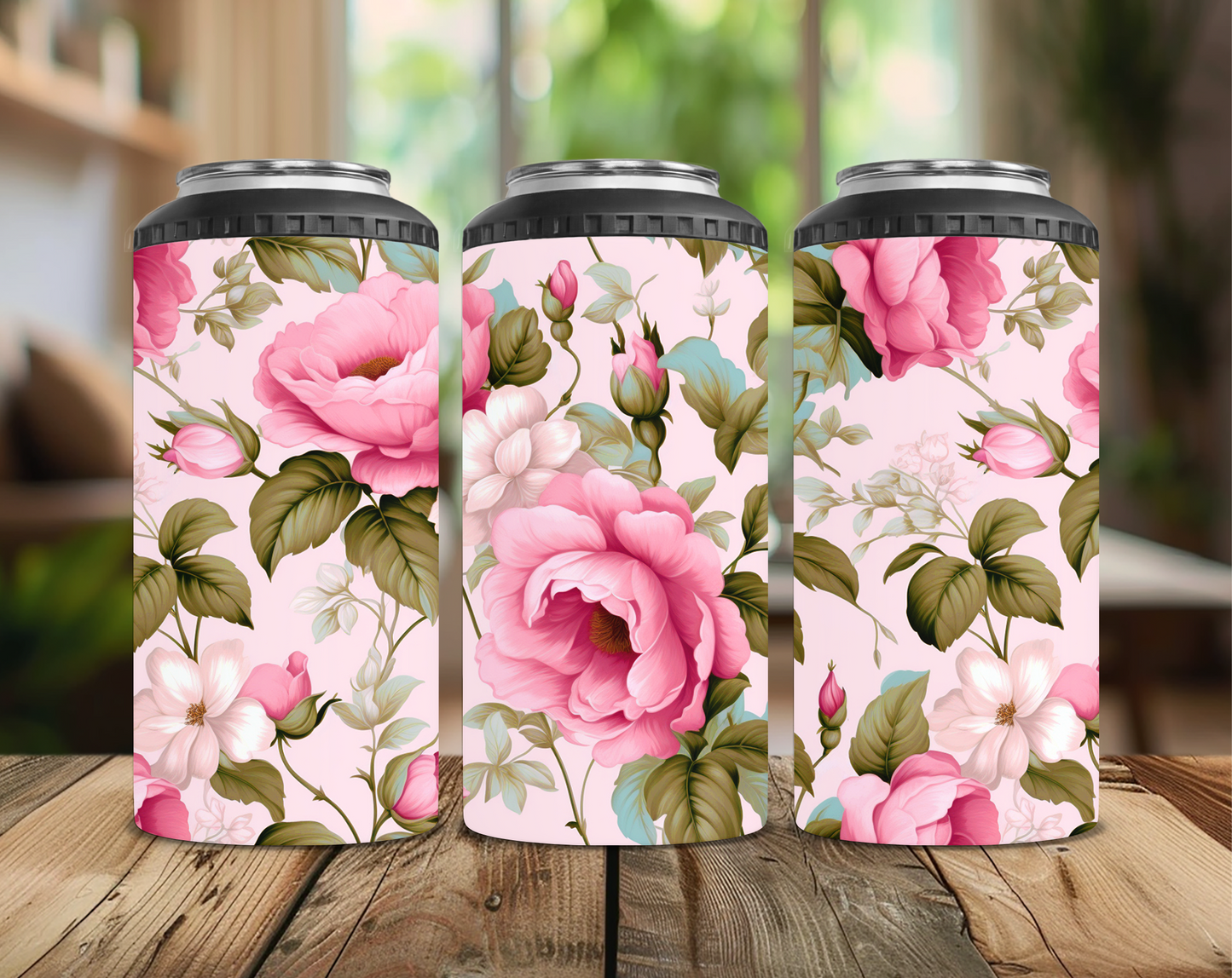 Pink Roses Can Cooler