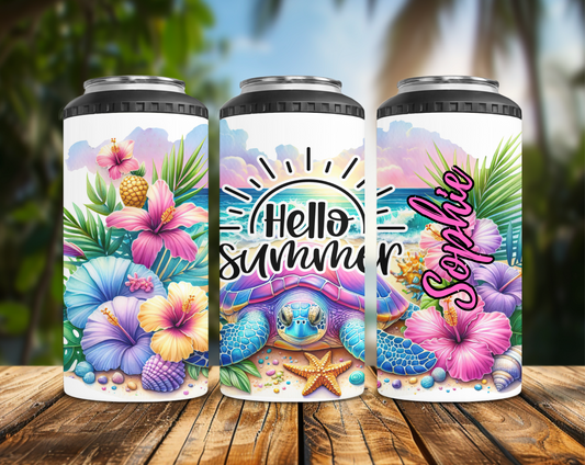 Turtle Hello Summer Can Cooler