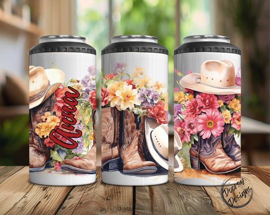 Boots & Wildflowers Can Cooler
