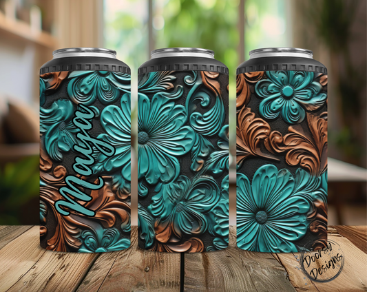 3D Leather Sunflowers Can Cooler