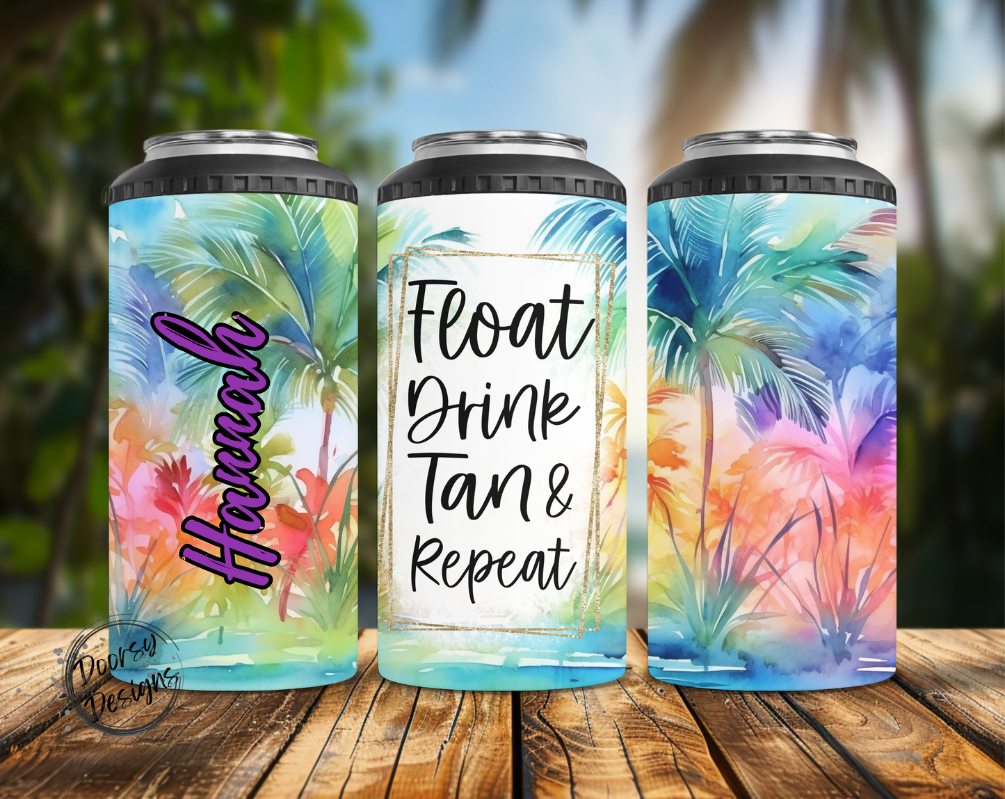 Float Drink Tan & Repeat Can Cooler