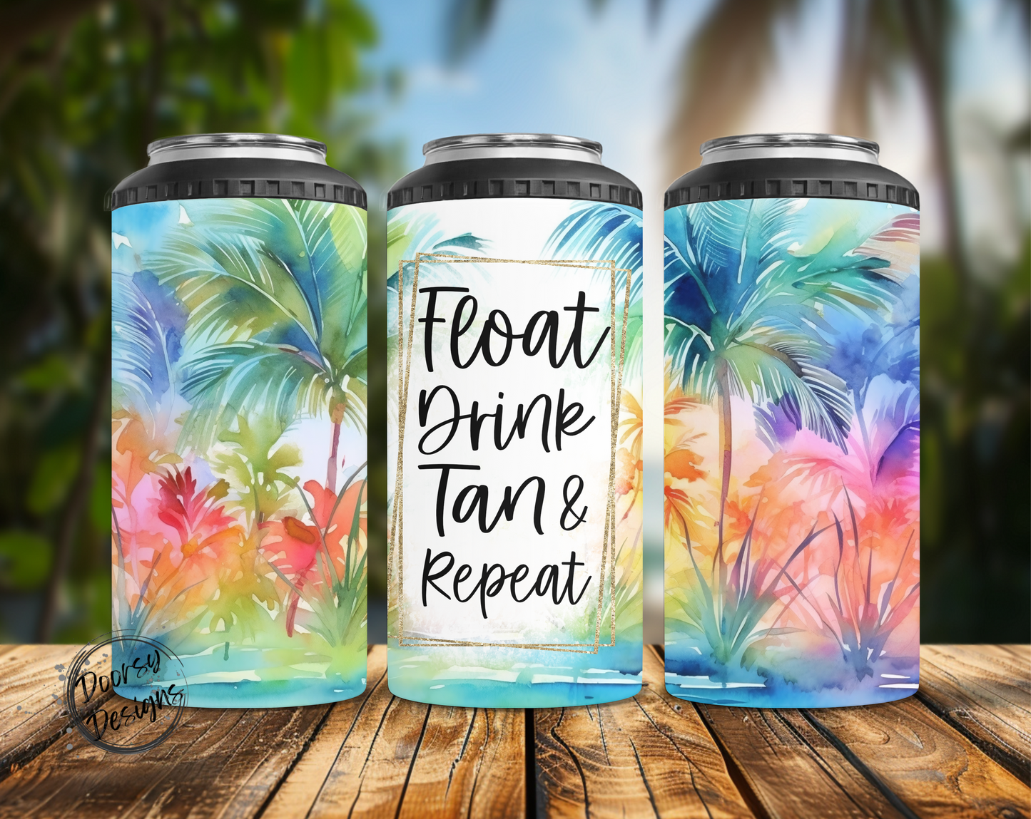 Float Drink Tan & Repeat Can Cooler