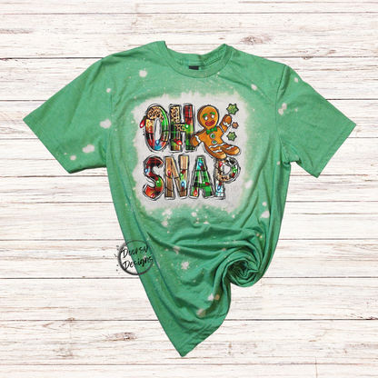 Oh Snap Gingerbread Man Bleached Christmas Shirt