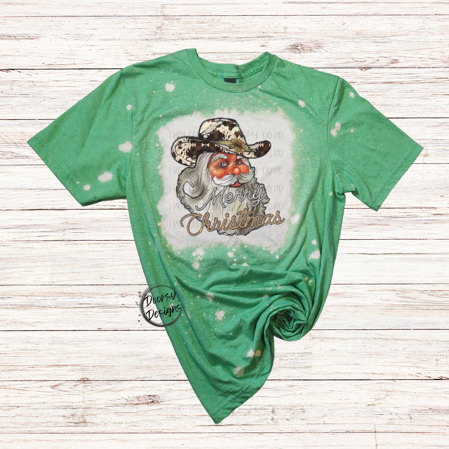 Western Santa Bleached Christmas Shirt