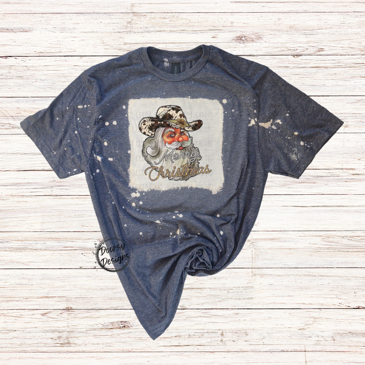 Western Santa Bleached Christmas Shirt