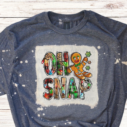 Oh Snap Gingerbread Man Bleached Christmas Shirt