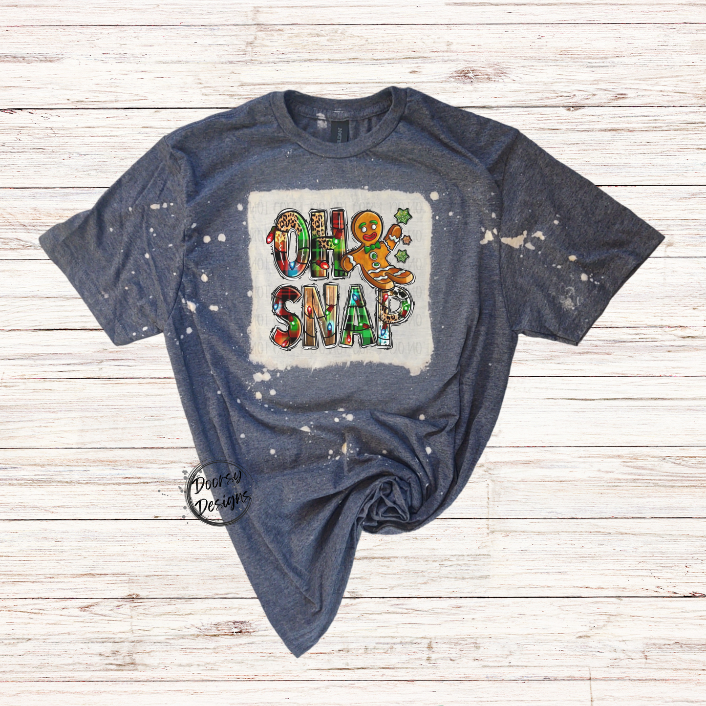 Oh Snap Gingerbread Man Bleached Christmas Shirt