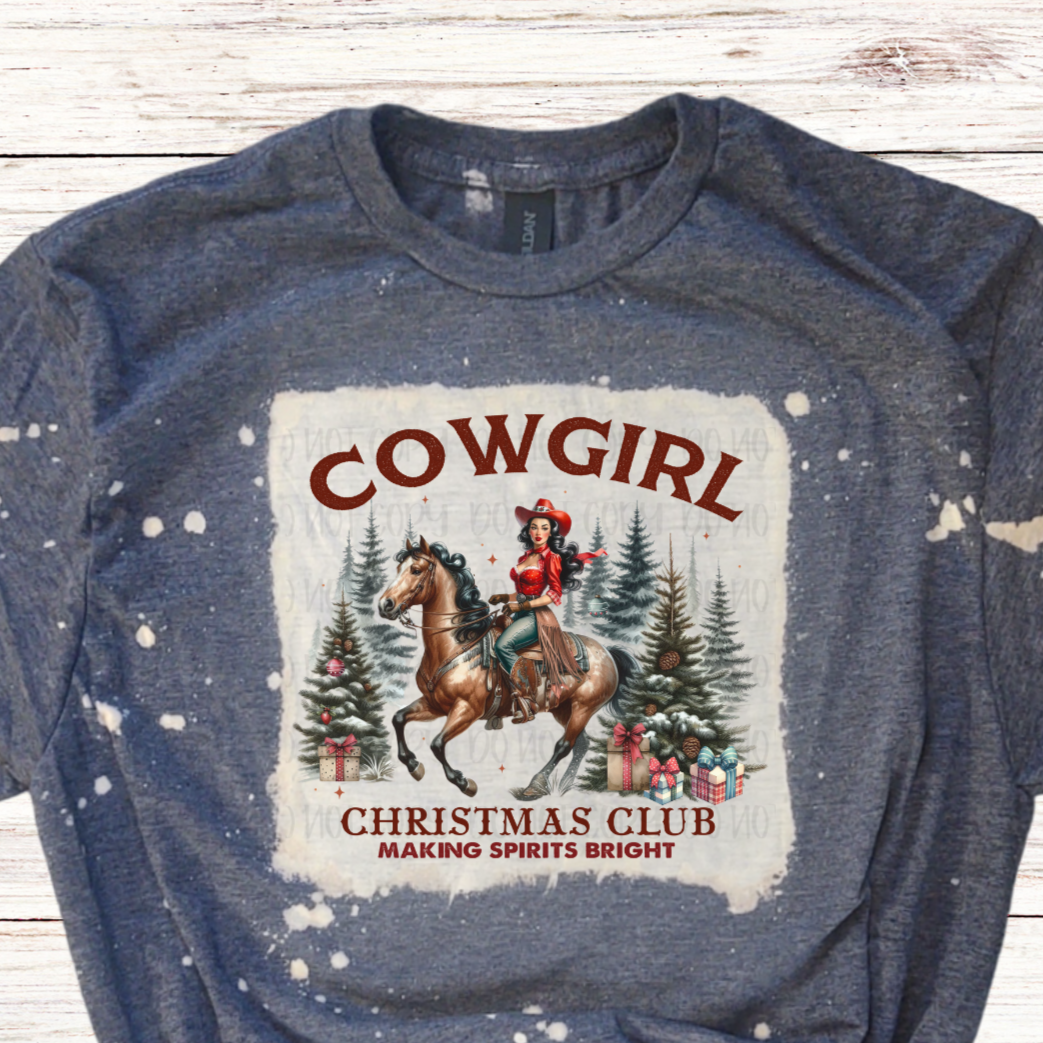 Cowgirl Christmas Club Bleached Shirt