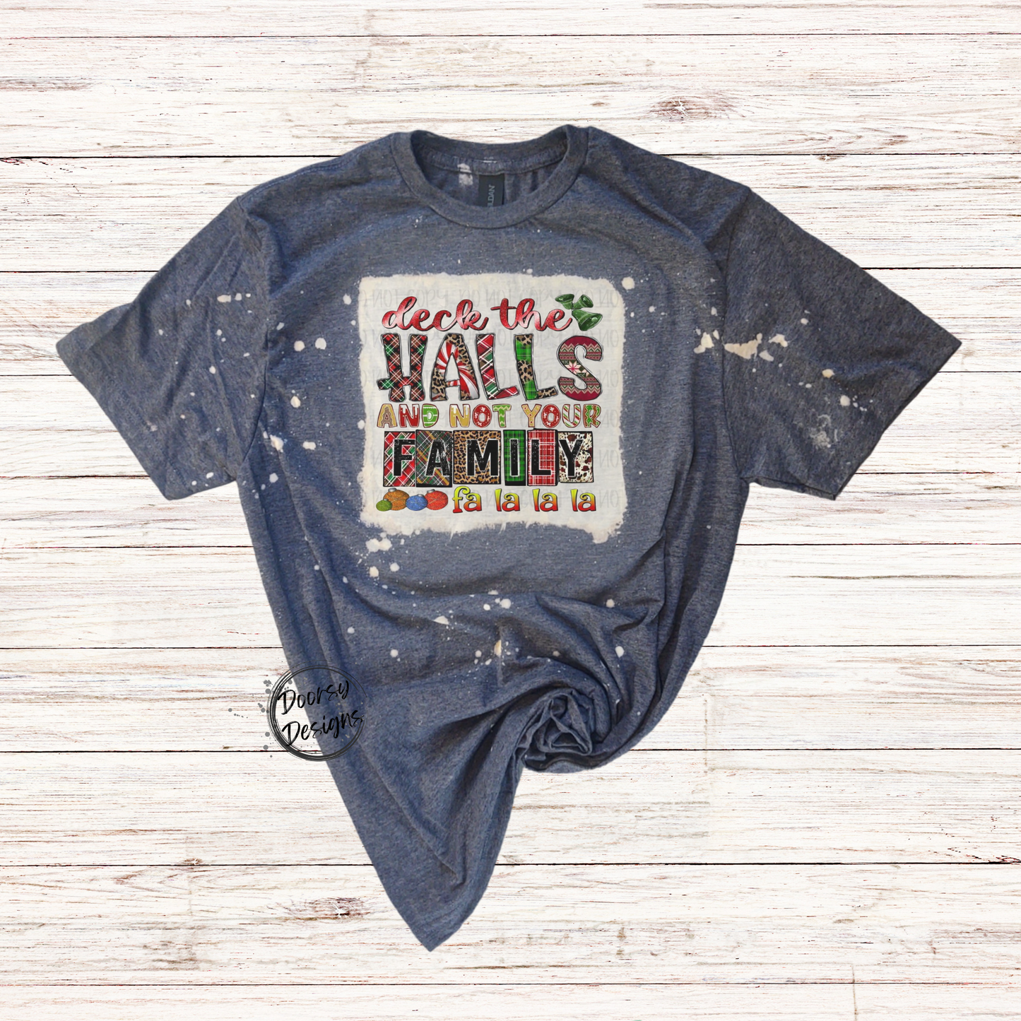 Deck the Halls Bleached Christmas Shirt