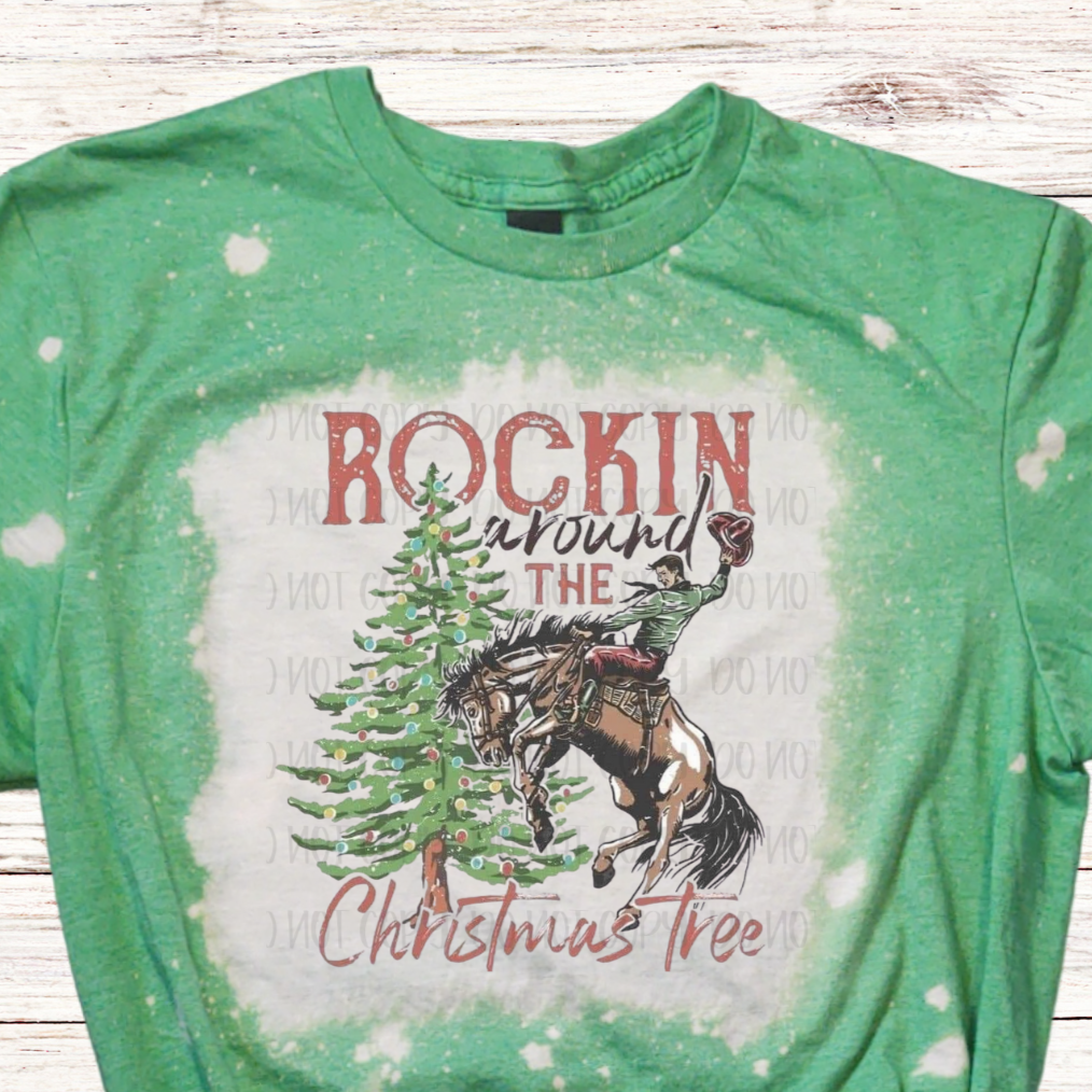 Rockin Around the Christmas Tree Bleached Shirt